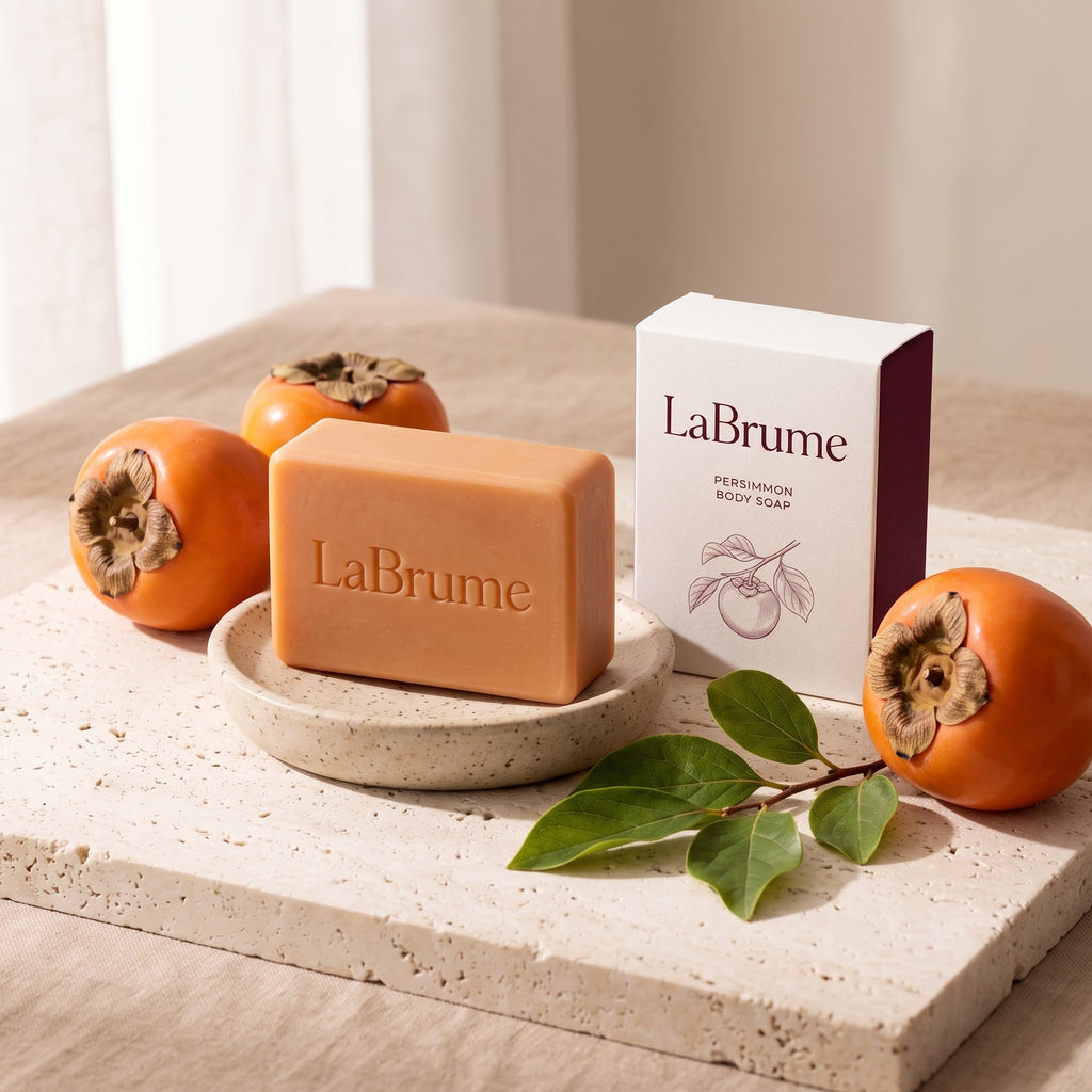 LaBrume persimmon soap with fresh persimmons